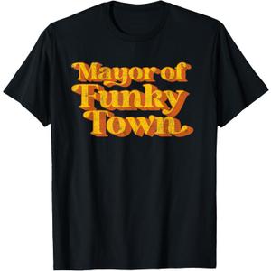 Retro Mayor Of Funky Town Funny Vintage 70's Disco Party T-Shirt L