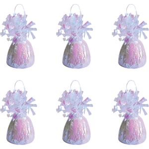 Beistle Metallic Wrapped Balloon Weights, Set of 6 Opalescent Party Decorations with Loop, Centerpieces and Table Decor for Birthdays Weddings Baby or Bridal Showers and Events 6 oz
