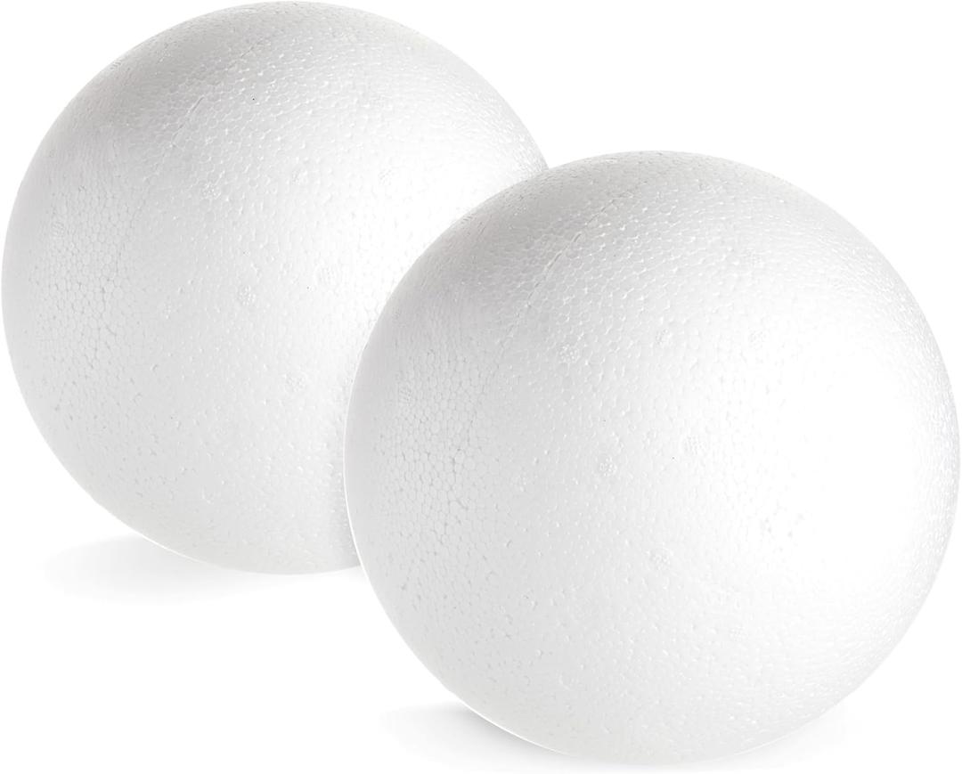 Juvale Sphere Craft Foam Balls - 7.5-Inch White Polystyrene Spheres - 2 Pack for DIY Projects, Floral Centerpieces & Home Decor (19.1 CM)
