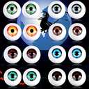 16 Pieces Halloween Plastic Scary Eyes Realistic eyes Horror Props 22 mm Acrylic Hollow Eyeballs for crafts Halloween Trick or Treat Party Decoration Craft, Mask Doll DIY Toy Accessories, 8 Styles