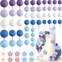 61 Pcs Boho Cake Topper Balls Decorations Mini Balloon Cake Topper Retro Hippie Daisy Flower Acrylic Cake Topper for Birthday Party Wedding Rainbow Baby Shower (Blue Purple)