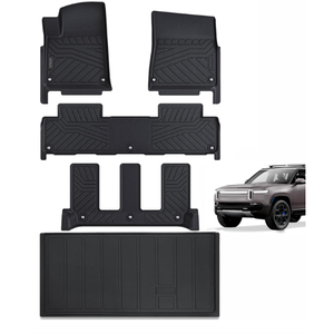 JKYOUKL Floor Mats & Trunk Mat Compatible for 2022 2023 2024 Rivian R1S, All Weather Anti-Slip TPE Rubber Waterproof Non-Slip Design Protect 3 Rows Set Car Floor Liners with Cargo Liners Accessories
