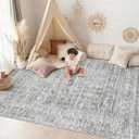 Washable Area Rug 5x7: Moroccan Rug for Living Room Geometric Boho Rug Farmhouse Non Slip Stain Resistant Rugs Low Pile Soft Carpet for Bedroom Dining Room Home Office Children Room (Grey,5'x7')