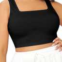 SOLY HUX Women's Plus Size Square Neck Sleeveless Crop Tank Top Casual Basic Tops (XX-Large Plus, Plain Black)
