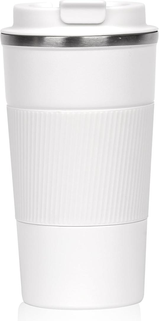 Coffee cups, mugs 17 oz - Insulated Coffee Travel Mug Spill Proof with Leak Proof Lid Vacuum Stainless Steel Insulated Mug Coffee Carry-On, Reusable Coffee Mug (white)