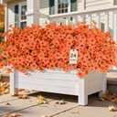 2 x Alupssuc 24 Bundles Artificial Fall Mums Flowers for Outdoors Decoration, UV Resistant Silk Violet and Faux Eucalyptus Autumn Fake Plants for Outside Indoor Yard Home Patio Porch Decor