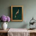 Wojuin Vintage Crane Canvas Framed Wall Art Dark Green Background 16x24 in