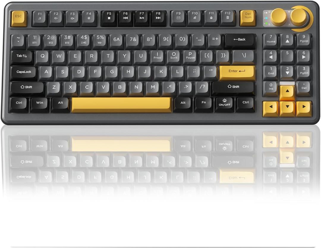 SOLAKAKA SK90 75% Wireless Gaming Keyboard  4000mAh TriMode (BT5.0/2.4G/USBC) Cute Creamy Gaming Keyboard with Number Pad, Media Knob, RGB Backlit, Quiet Keys Silent Office Keyboards for PC MAC