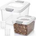 2 Pack Airtight Dog Food Storage Container Pet Dog Cat Food Storage Bin with Measuring and 2 Scoops for Rice Cat Bird Chicken Animal (10.5 x 8 x 6.5 Inches)