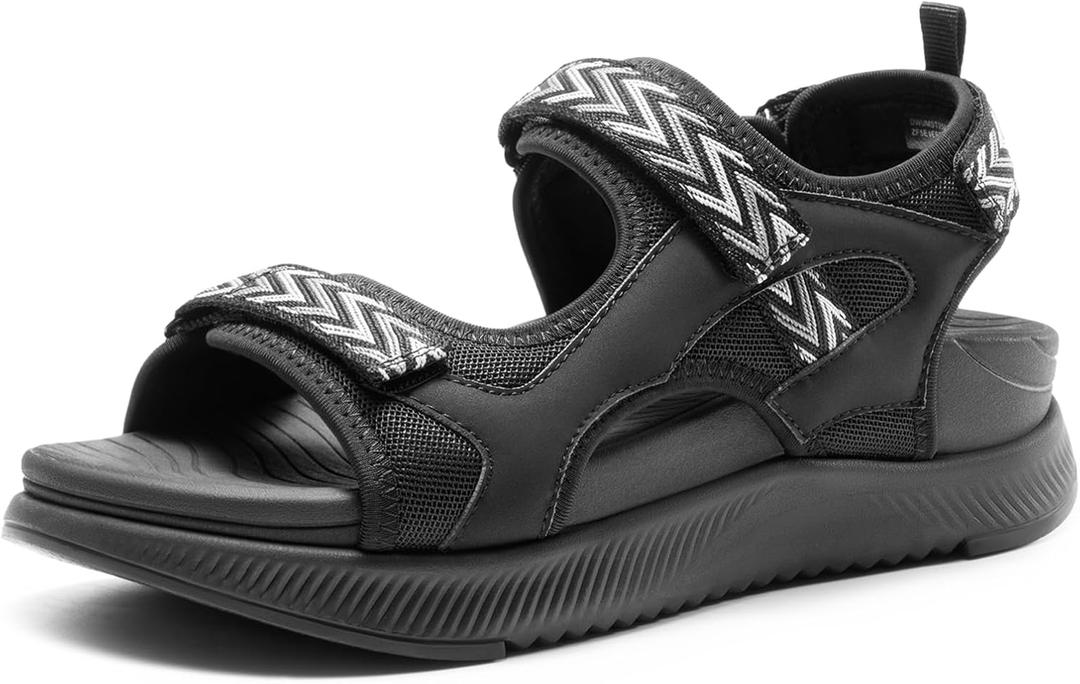 DREAM PAIRS Women's Walking Sandals Arch Support Orthopedic Recovery Hiking Sandals Thick Athletic Cushion Adjustable Strap for Plantar Fasciitis (6, All Black)