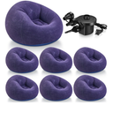 Realspring Inflatable Bean Bag Chairs Outdoor Blow up Camping Chairs Inflatable Lazy Sofa Folding Portable Bean Bag Loungers Couch for Movie Night(Blue,6 Pcs)