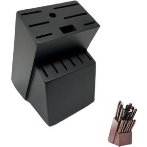 Wooden Kitchen Knife Block Holder, Universal Knife Storage Rack with 6 Slot, Kitchen Counter-Top Organizer for Home Chefs, Cooking Tool Set, Without Knives (black, 14 slot)