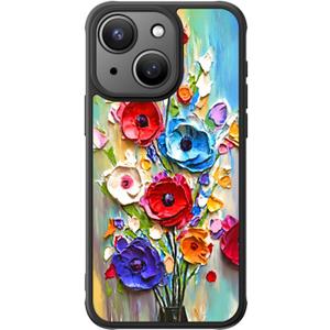 FUNMIKO for iPhone 15 Plus Case Wireless Charging & Military-Grade Protection - Cute Floral Design for Women Girls, Non-Slip Matte Cover with Shockproof Corners - Abstract Flowers
