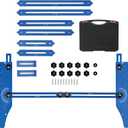 Stair Tread Template Tool, 3 in 1 Stair Tread Jig, Stair Measuring Tool, Adjustable Length, Angle and Depth Layout Tool Cutting Guide Tools for Stair Treads, Drywall,Risers and Partition, Blue