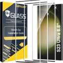 3 Pack Galaxy S23 Ultra Screen Protector, HD Clear Tempered Glass, Fingerprint Unlock, 3D Curved, Scratch Resistant, No Bubble for Samsung Galaxy S23 Ultra 5G Glass Screen Protector