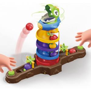 Dinosaur Ball Drop Toy for 3 4 5 6 7 8 Years Old Kids, Dino Spin Twister Toddlers Toy, Shoot Balls Toddler Montessori Toys Gifts for 3-6 Year Old Boys Girls, 2 Players PK Mode