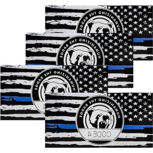 11 x 4 PCS Thin Line Sticker Code 4, American Flag Waterproof Vinyl Decal Police Support Bumper Stickers, Reflective Support Law Enforcement Decal for Car Truck Window Laptop