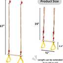 Covzoe Trapeze Bar, 16" Adjustable Height Wooden Swing Set, Trapeze Climbing Bar Assembly with Rings, Gym Hanging Accessories Playground Attachments