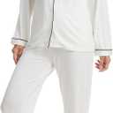 Button Up Pajamas for Women Long Sleeve Sleepwear Soft Loungewear Ladies Pjs Set XS-XXL (Large, White)