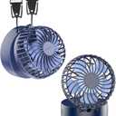 HandFan Mini Necklace Fan with Portable Charger/Makeup Mirror, Personal Hanging Neck Fan Rechargeable, Hands-Free Battery Operated Wearable Fan for Travel Outdoor Makeup(Blue) (A-Blue)