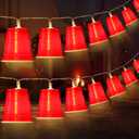 Hiboom 1 Pack 16.4FT 30 LED Red Cup String Lights, Trailer Park Party Decorations, Battery Operated Mini Shot Cups Fairy Light for Home, Bar, Clubs, Christmas, Graduation Party Supplies