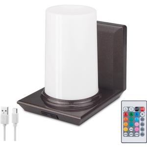 HONWELL Wall Lamp Battery LED Wall Sconces Indoor Multi Color Wall Sconce Light Fixture for Room Lighting, Stick Lights for Hotel Hallway Bathroom,12 Colors,Remote Controlled