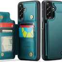 Vinich for Samsung Galaxy A26 Wallet Case with Card Holder, RFID Blocking Credit Slots Kickstand Shockproof Phone Cover Fit for Galaxy A26 6.7" Bluish Green