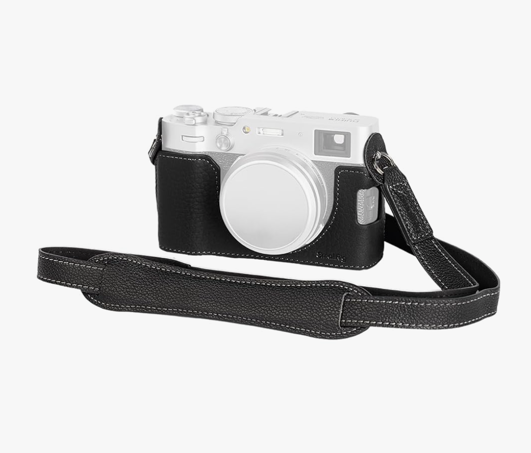 SmallRig X100VI Half Leather Case Kit with Shoulder Strap, Retro Style Leather Camera Half Case with Aluminum Alloy Frame for FUJIFILM X100VI (Black) - 4700