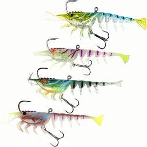 Super Durable TPE Fishing Lures for Crappie Trout WalleyeLifelike Shrimp Crayfish Swimbait,Pre-Rigged Fishing Jig Lures for Freshwater and Saltwater (DG&B&YP&P-4pcs)