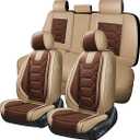 FLORICH Leather Seat Covers, Seat Covers Full Set, Car Seat Protectors 5 Seats, Automotive Seat Covers Fit for Most Cars Truck Beige