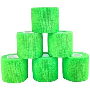 COMOmed Self Adherent Cohesive Bandage 2"x5 Yards First Aid Bandages Stretch Sport Athletic Wrap Vet Tape for Wrist Ankle Sprain and Swelling,Light Green(5 Rolls)