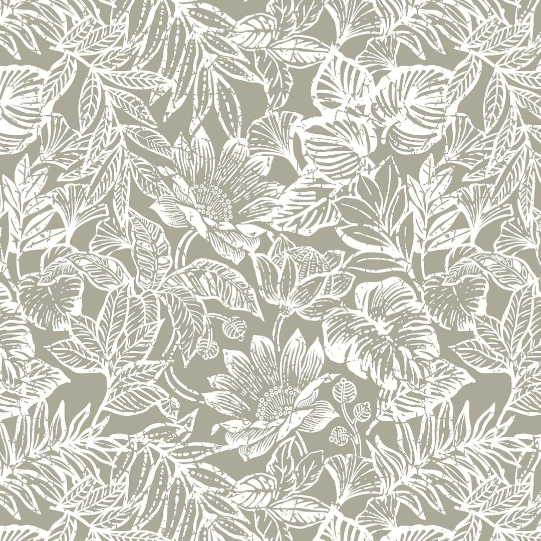 CiCiwind 197"17.3" Floral Wallpaper Tropical Wall Paper Peel and Stick Wallpaper Modern Removable Self Adhesive Contact Paper Cream Wallpapers for Bedroom Vinyl Rolls