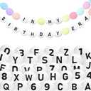 107 Pcs Friendship Bracelet Link Balloon Birthday Garland Kit 10 Inch Number Letter White Linking Balloons Banner for Music Fans Popular Singer Photo Backdrop Tour Party DIY Decoration