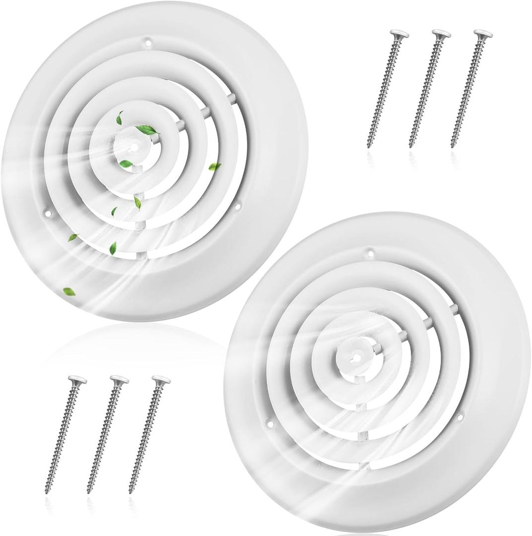Therwen 2 Pieces 8 Inch Round Vent Cover, Ceiling Diffuser HVAC Vent Duct Cover Replacement with Screws to Install Therwen 2 Pieces 8 Inch Round Vent Cover, Ceiling Diffuser HVAC Vent Duct Cover Replacement with Screws to Install