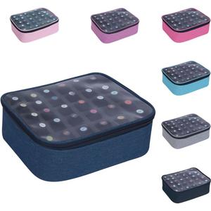 Small Clear Nail Polish Organizer Holds 30 bottles(15ml-0.5fl.oz) Nail Polish Case Multifunctional Nail Polish Bag organizer, Cosmetic Travel Makeup Cases for Women Blue