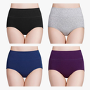 wirarpa Women's Cotton Underwear High Waisted Ladies Panties Full Coverage Briefs 4 Pack (Regular & Plus Size) L
