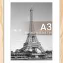 upsimples A3 Picture Frame, Display Pictures 8.3x11.7 with Mat or 11.7 x 16.5 Without, Wall Hanging Poster Frames, Natural, 1 Pack