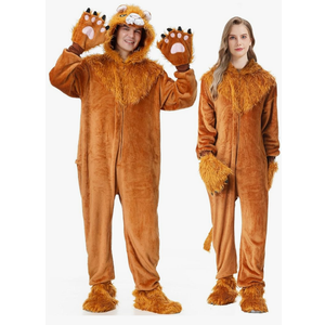 YuDanae Lion Costume Adult Animal Onepiece Unisex Lion Pajamas Halloween Party Onesie Cosplay Jumpsuit for Men Women