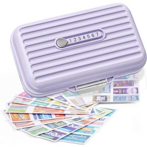 Travel Pill Organizer Box with Medicine Labels, 7 Compartments Portable Pill Case, Daily Medication Organizer Storage Pill Container for Pocket Pharmacy(Purple, L)