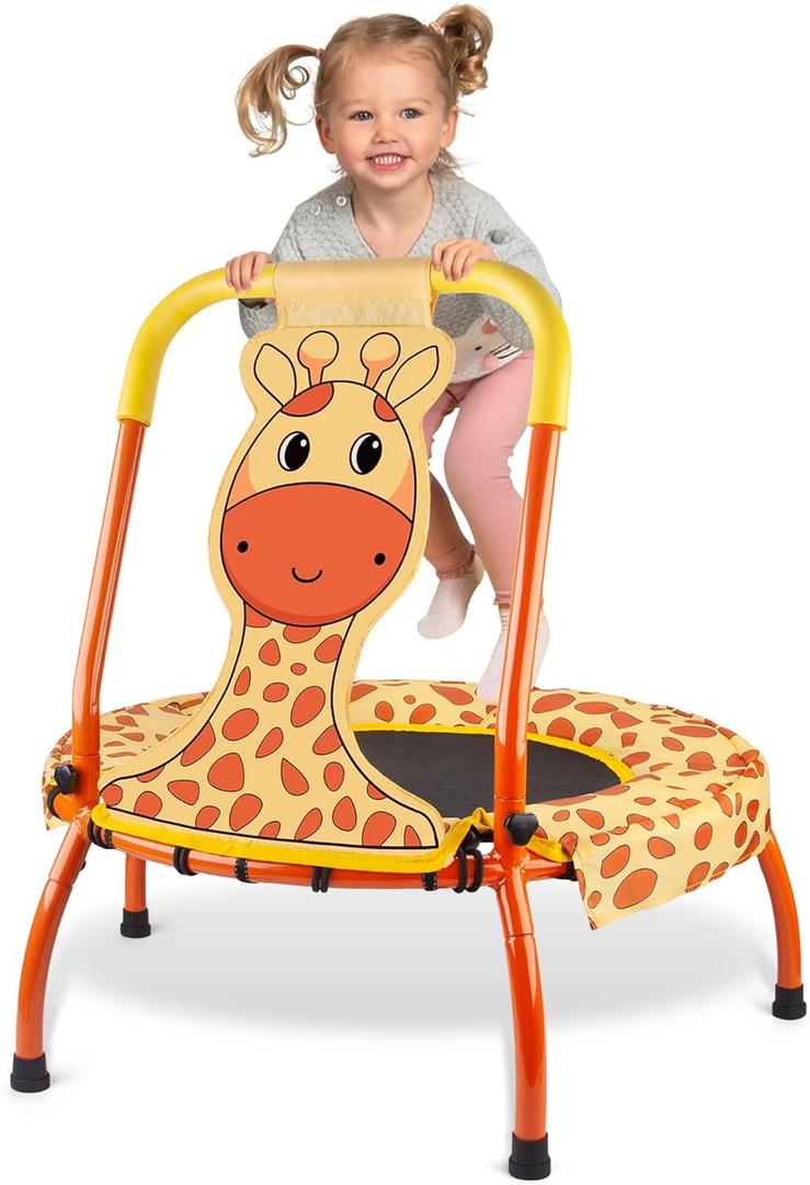 Toddler Trampoline Baby Trampoline - Mini Trampoline for Kids 1 Year Plus Nursery Trampoline with Handle, Baby Gifts for Boys and Girls, Indoor and Outdoor, Giraffe