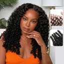 Burmese Curly Feather Crochet Human Hair Bundles Human Crochet Hair Pre Looped 100 Strands Pre-Separated Reusable Invisible 100% Virgin Human Hair Crochet Extensions 16 Inch 120g Natural Black