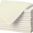 Gee Di Moda Cloth Napkins - 17 x 17 Inch Ivory Dinner Napkins - Set of 12 Soft & Absorbent Washable Fabric Cloth Table Napkins with Hemmed Edges for Hotel Restaurant, Holiday Parties & Wedding