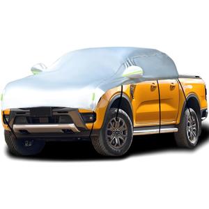 Half Car Cover Car Cover for Sunshade Half Car Body Cover Snow Cover Waterproof Universal Silver with Cotton(Small/Medium Size Pickup -Crew Cab) 141''to 158''