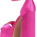 DREAM PAIRS High Heels Chunky Block Platform Heels for Women Ankle Strap Sexy Open Square Toe Heels Dressy Pumps Sandals 9