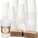 DAILYLIFE 16oz Disposable Coffee Cups with Lids & Sleeves-100 Pack, To Go Coffee Cups, Bulk Thickened Paper Cups for Hot Drinks, Leak Proof & DIY Customizable for Home, Office, Parties and Stores