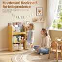 Montessori Kids Bookshelf, Bamboo Bookcase for Kids Room, Toy Storage Shelf