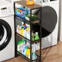 TIPGO Utility Slim Storage Cart, 4 Tier Rolling Cart with Wheels, Narrow Storage Cabinet for Bathroom, Laundry Shelves for Room Organization, Small Organizer for Kitchen, Office and Dorm (Black)
