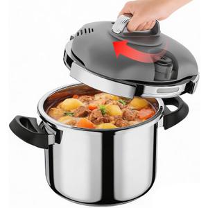 Pressure Cooker Stainless Steel,One-Hand Locking/Rotating Lock,Compatible with Gas & Induction, Fast Cooking for Large Meals,Dishwasher Safe,Olla de Presion (12 Quatrs)