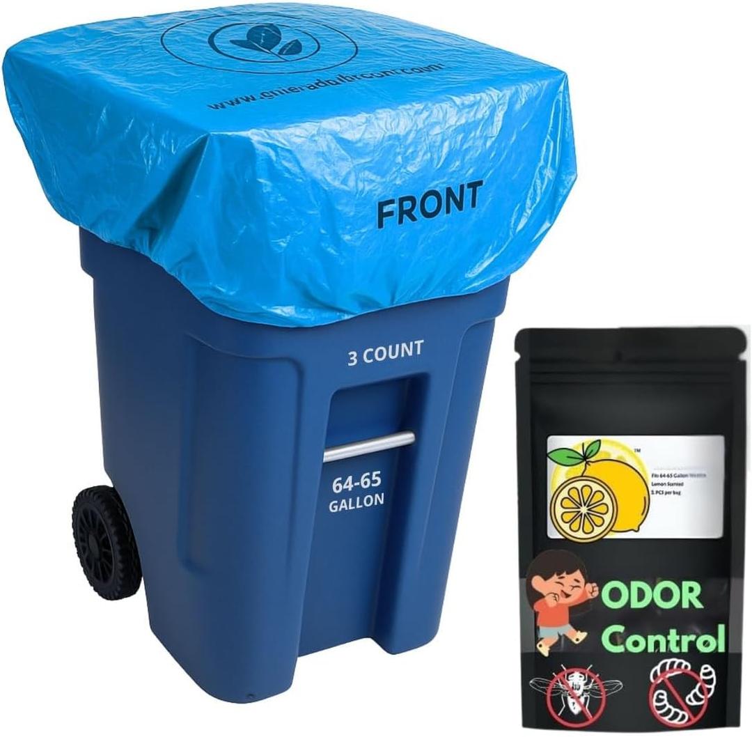 Trash Can Smell Eliminator Cover Odor Eliminating Bag Lemon Scented Durable Chemical Free 95 Gallon 3 Pack