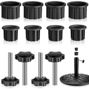 Zhengmy 12 Pcs Patio Umbrella Base Hole Ring Cover and Cap Umbrella Stand Replacement Screw Part with M8 Thread Hand Knob Threaded Plastic Knobs Patio Black Handle Replacement Parts